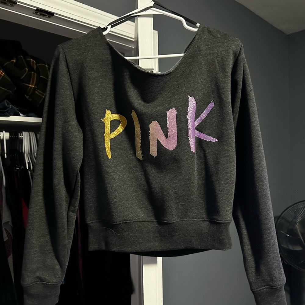 PINK off shoulder long sleeve sweater